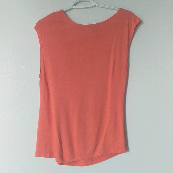 H&M Melon Orange Cap Sleeve Gathered Neckline Ruching Detail M - Picture 6 of 6